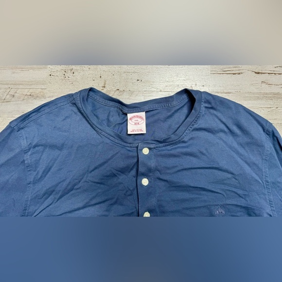 Brooks Brothers Crewneck Mens Large Navy 1/4 Button Up Cotton Long Sleeve - Picture 4 of 9